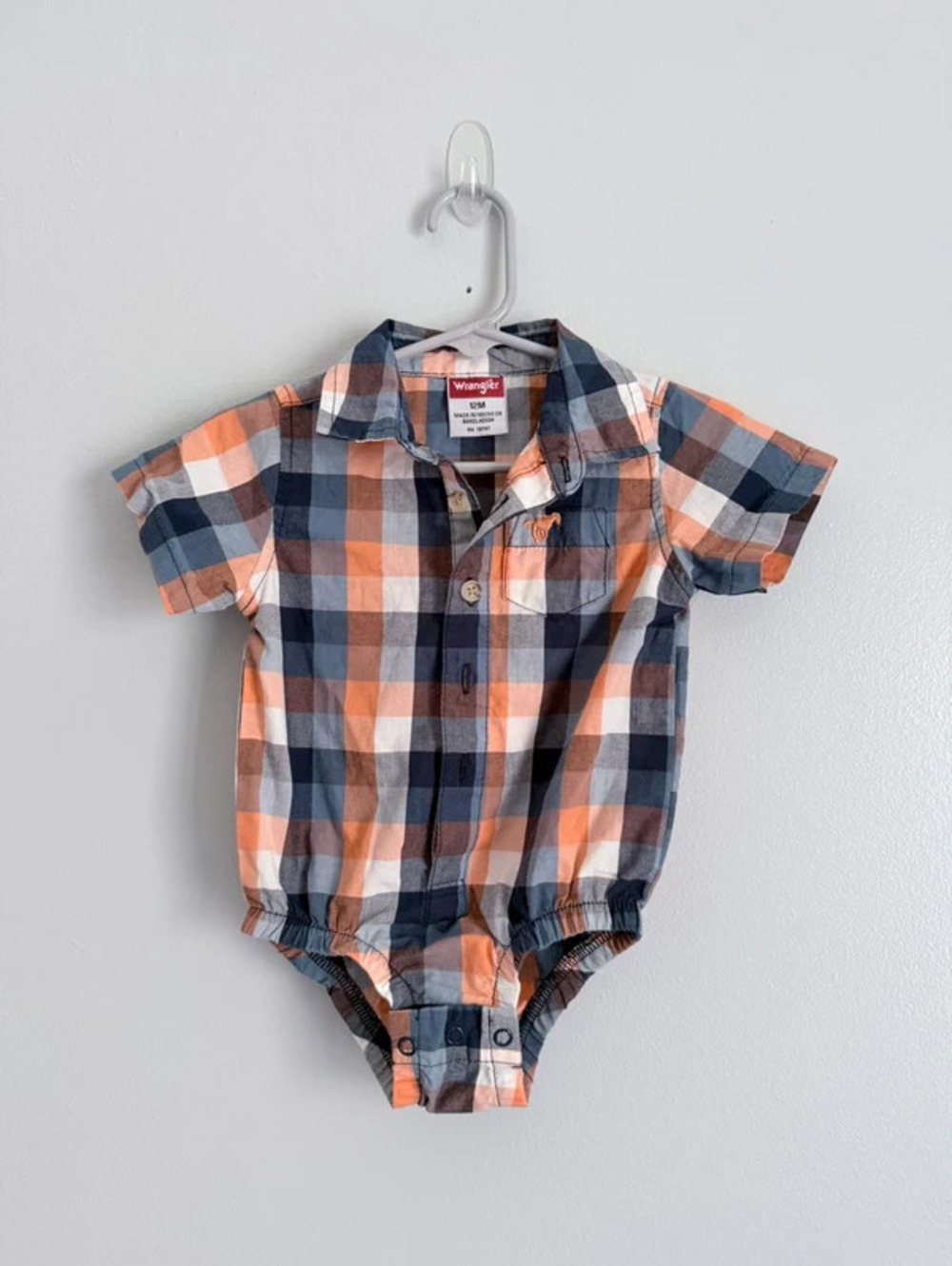 Wrangler Plaid Button Up Bodysuit 12M